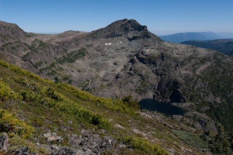 View back from the south flank of Mount ALbert Edward - I came around from the left, across the back of Castle Crag (the mountain on the extreme left), then summited Mt. Frink, then took the ridgeline down and to the left of it and back to Albert Ed.